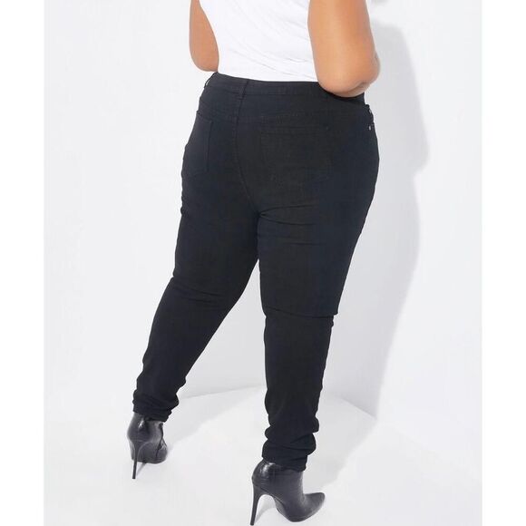 Ashley Stewart 20 plus size fierce logo black denim jeans pants NWT - Picture 4 of 8